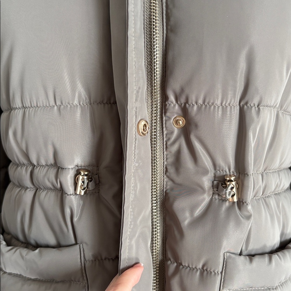 Zara Kid’s Olive Green Puffer Jacket with faux Sherpa Hood size 11-12 - Picture 6 of 8